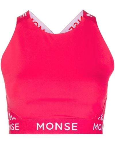 Monse Soutien-gorge long à bande logo - Rose