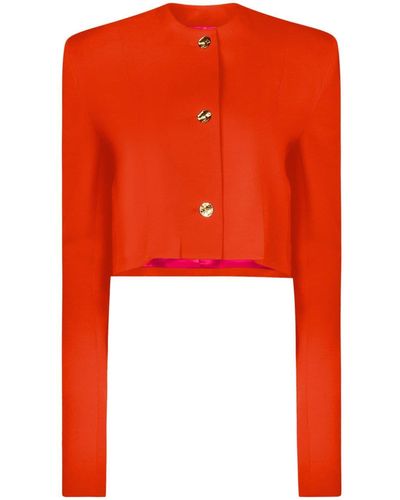 Nina Ricci Collarless Cropped Wool Jacket - Orange