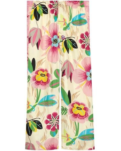 Gucci Cropped-Hose mit Blumen-Print - Natur