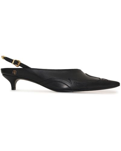 Anine Bing Rae 38mm Leather Slingback Court Shoes - Black