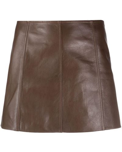 Petar Petrov Patent Leather Straight Miniskirt - Brown