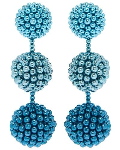 Oscar de la Renta Beaded Sphere Clip-on Earrings - Blue