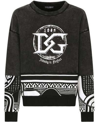 Dolce & Gabbana Graphic-print With Logo Sweatshirt - Black
