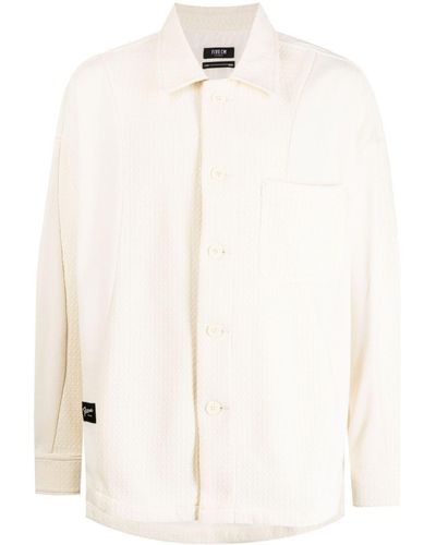 FIVE CM Corduroy-detail Long-sleeve Shirt - Natural