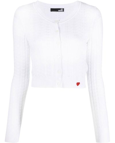 Love Moschino Zigzag Knit Cropped Cardigan - White