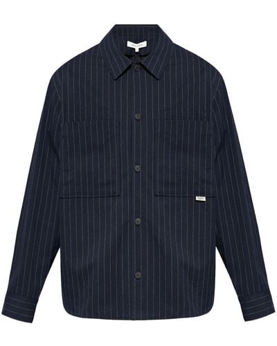 Maison Kitsuné Pinstriped Shirt Jacket - Blue
