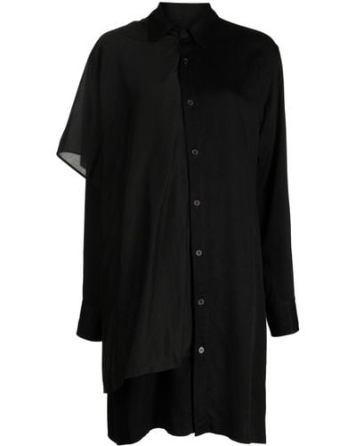 Yohji Yamamoto Satin Stole Shirtdress - Black