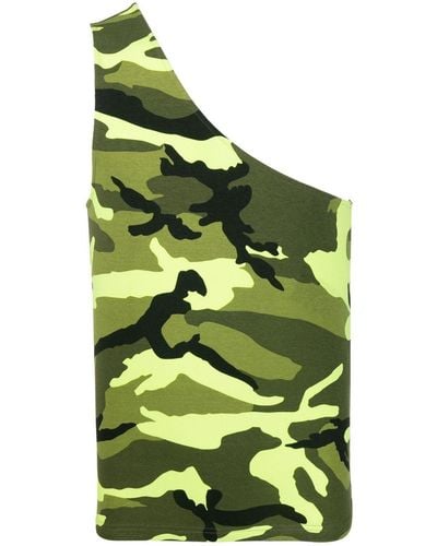 Balenciaga Débardeur asymétrique à imprimé camouflage - Vert