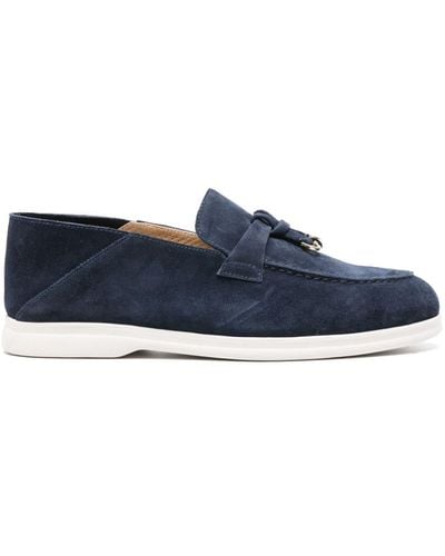 Doucal's Knot-detail Suede Loafers - Blue