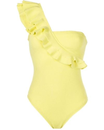 Clube Bossa Siola Ruffled One-shoulder Swimsuit - Yellow