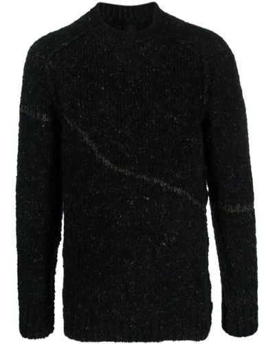 Transit Mélange-effect Stripe-detail Sweater - Black