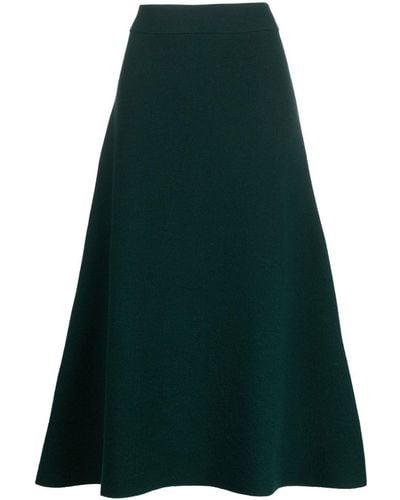 Jil Sander Fluted A-line Midi Skirt - Green