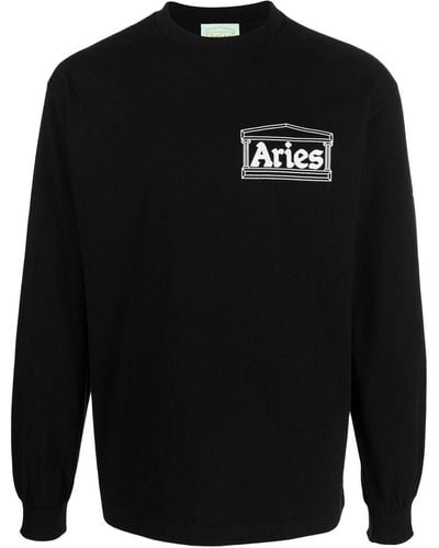 Aries Langarmshirt mit Logo-Print - Schwarz