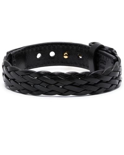 Tom Ford T-Plaque Leather Bracelet - Black