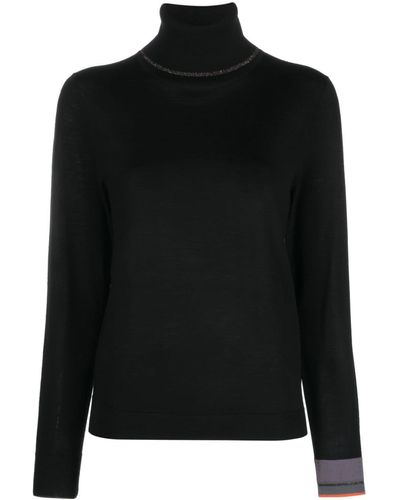 PS by Paul Smith Striped-cuff Roll-neck Jumper - Black