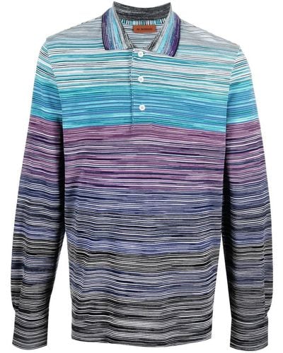 Missoni Striped Long-sleeve Polo Shirt - Blue