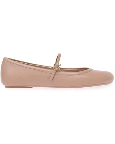 Gianvito Rossi Leren Ballerina's - Naturel