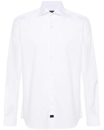 Fay Cutaway-collas cotton shirt - Blanco