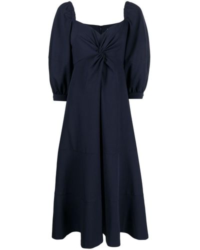 Cinq À Sept Kristina Bishop-sleeves Midi Dress - Blue