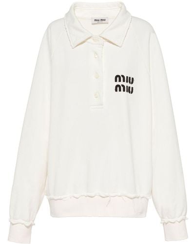 Miu Miu Logo-patch Polo Sweatshirt - White