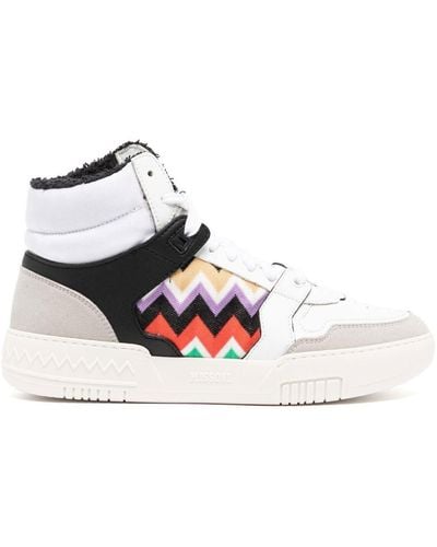 Missoni Zigzag Paneled High-top Sneakers - White