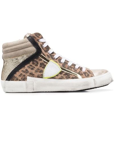 Philippe Model Leopard-print Hi-top Sneakers - White