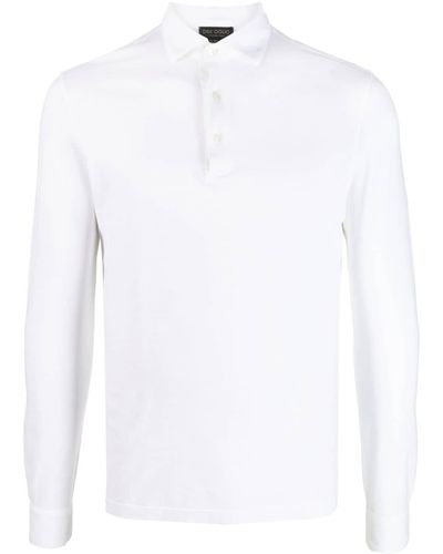 Dell'Oglio Poloshirt mit langen Ärmeln - Weiß