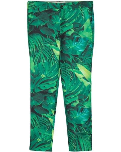Comme des Garçons Jungle-print Tapered Trousers - Green