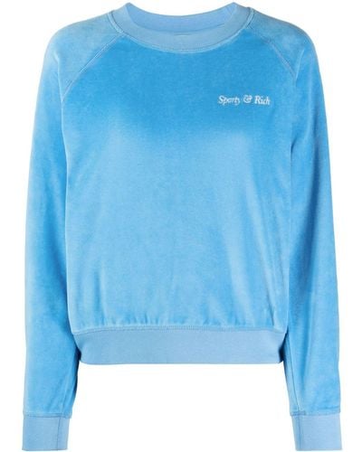 Sporty & Rich Sweatshirt mit Logo-Stickerei - Blau