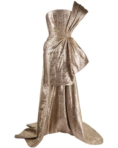 Saiid Kobeisy Metallic-effect Brocade Mini Dress - Natural