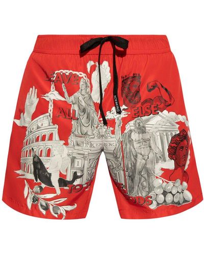 Iceberg Graphic-print Swim Shorts - Red