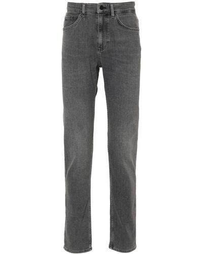 BOSS Tapered-Jeans mit Logo-Patch - Grau