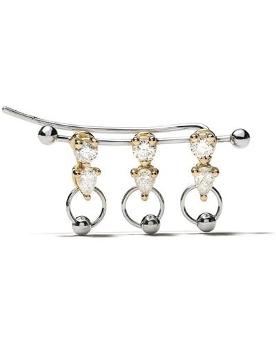 Delfina Delettrez 18kt White And Yellow Gold Two In One Diamond Earring