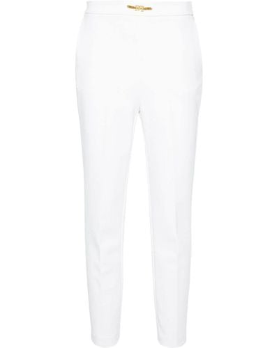 Elisabetta Franchi Logo-plaque tapered-leg trousers - Weiß