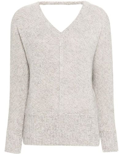 BOSS V-neck Long-sleeved Sweater - White