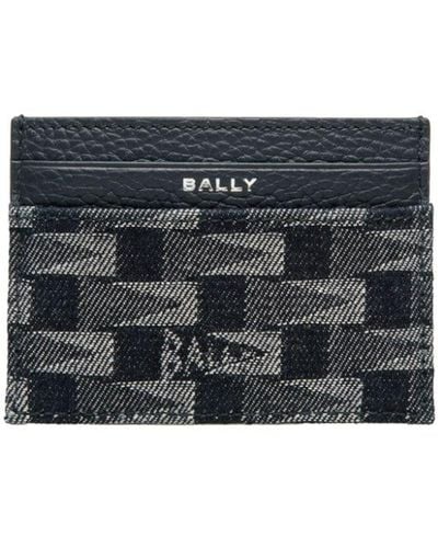 Bally Pennant Leather Card Holder - Gray