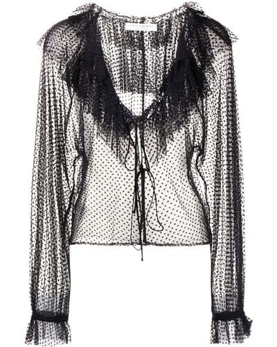 Philosophy Di Lorenzo Serafini Polka dot embroidered blouse - Noir