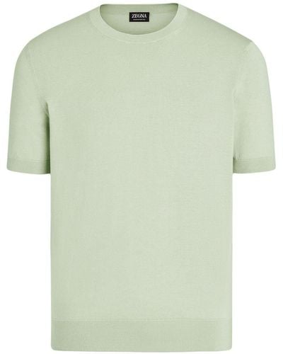 Zegna Fein gestricktes T-Shirt - Grün