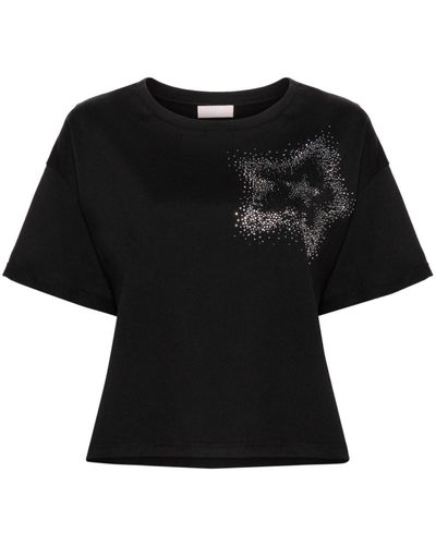 Liu Jo T-shirt Verfraaid Met Stras - Zwart