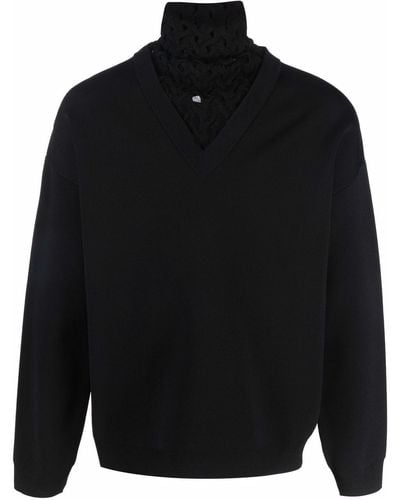 Valentino Garavani Woven-panel Roll-neck Sweater - Black