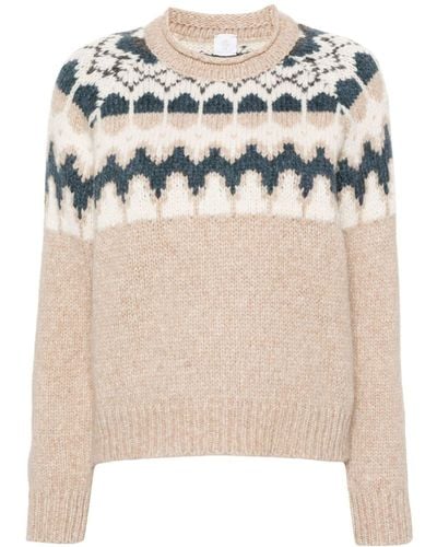 Eleventy Intarsia-pattern Knitted Sweater - Natural