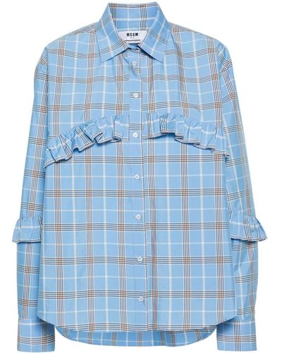 MSGM Ruffle-detail Shirt - Blue