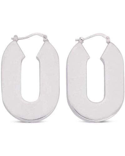 Jil Sander Logo-engraved Hoop Earrings - White