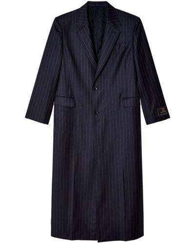 Doublet Striped Single-breasted Maxi Coat - Blue