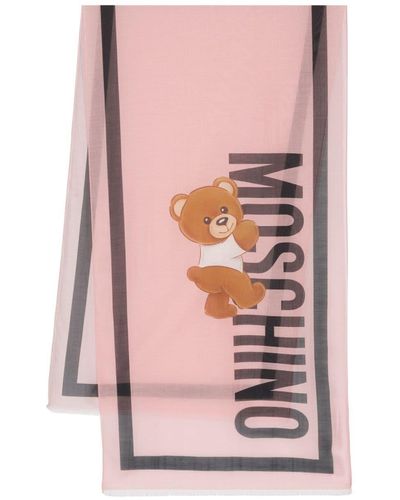 Moschino Teddy Bear-motif Cotton-blend Scarf - Pink