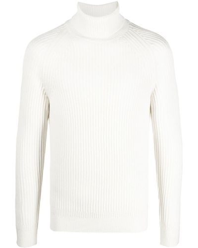 Zanone Roll-neck Ribbed-knit Sweater - White