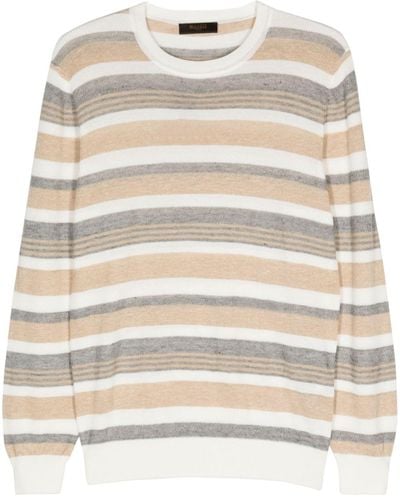 Moorer Elmer-rha Striped Sweater - Natural