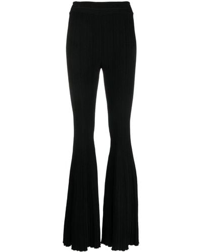 Antonino Valenti High-waisted Ribbed-knit Flared Trousers - Black