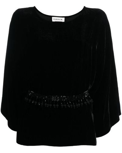 P.A.R.O.S.H. Belted Round-neck Blouse - Black