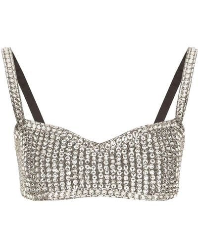 Dolce & Gabbana Kim Dolce&gabbana Crystal Crop Top - Gray